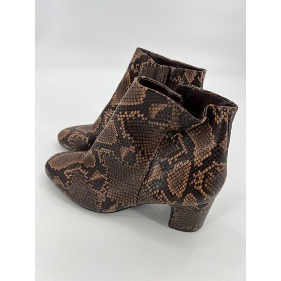 AK Anne Klein  Get it Women's Snake Skin Ankle Boots Brown Size 8.5 - Picture 1 of 10